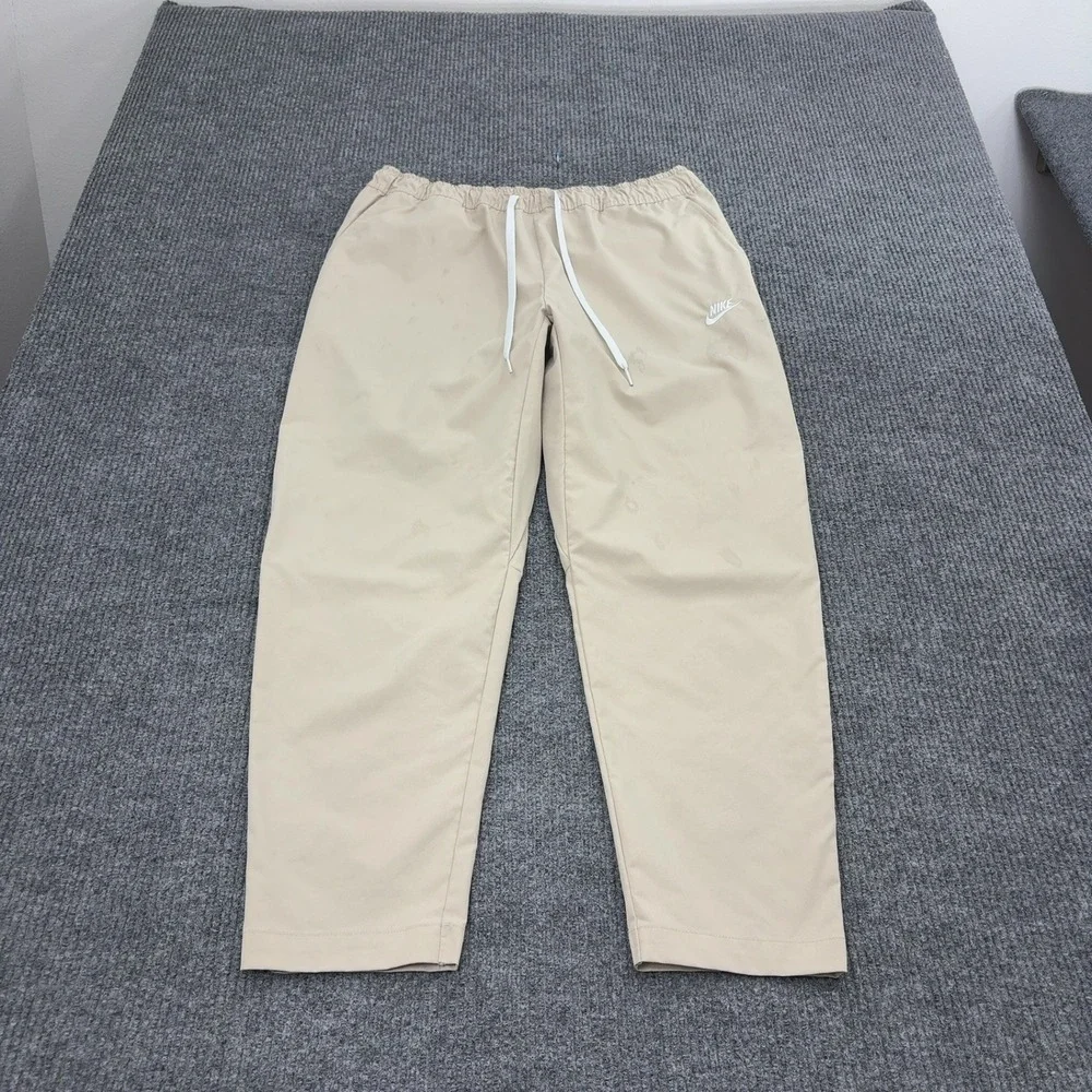 Nike Pants Mens XL Beige Polyester Elastic Waist Casual Sportswear Streetwear